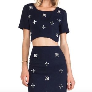 *NWT* J.O.A. Embellished Crop Top Skirt Set
